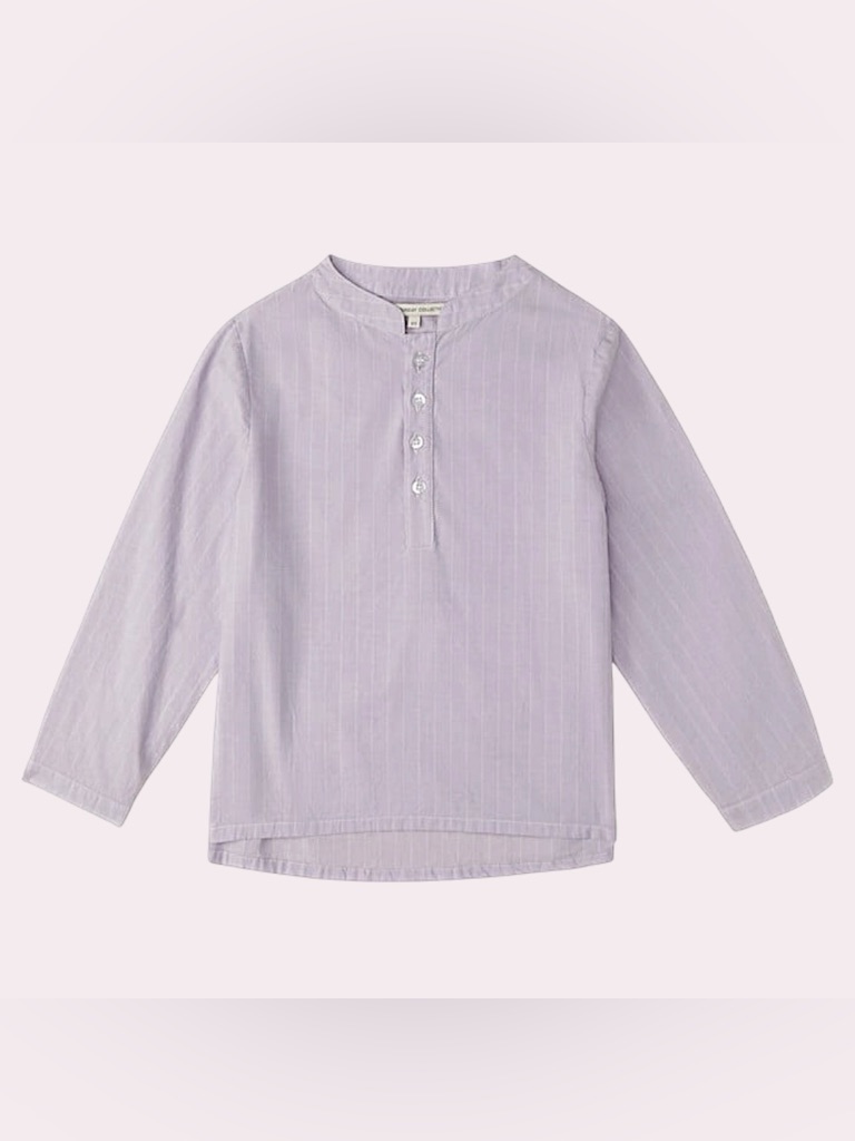 The Sunday Collective Poplin Henley Shirt, Lavender 1213y Nwt